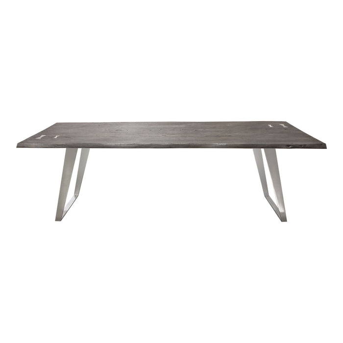 Titan Solid Acacia Wood Dining Table in Espresso Finish w/ Silver Metal Inlay & Base by Diamond Sofa image
