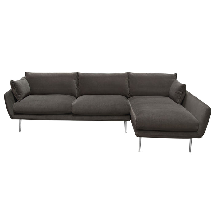 Vantage RF 2PC Sectional in Iron Grey Fabric w/ Brushed Metal Legs by Diamond Sofa image