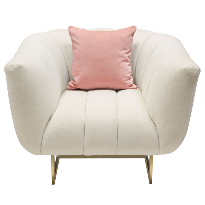 Venus Cream Fabric Chair w/ Contrasting Pillows & Gold Finished Metal Base by Diamond Sofa image