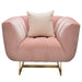Venus Chair in Blush Pink Velvet w/ Contrasting Pillows & Gold Finished Metal Base by Diamond Sofa image