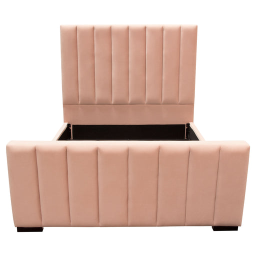 Venus Vertical Channel Tufted Eastern King Bed in Blush Pink Velvet by Diamond Sofa image