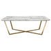 Vida Rectangle Cocktail Table w/ Faux Marble Top and Brushed Gold Metal Frame by Diamond Sofa image