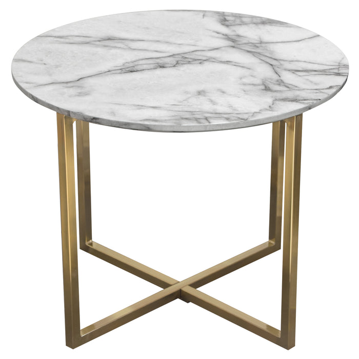 Vida 24" Round End Table w/ Faux Marble Top and Brushed Gold Metal Frame by Diamond Sofa image