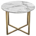 Vida 24" Round End Table w/ Faux Marble Top and Brushed Gold Metal Frame by Diamond Sofa image