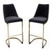 Vogue Set of (2) Bar Height Chairs in Black Velvet with Polished Gold Metal Base by Diamond Sofa image